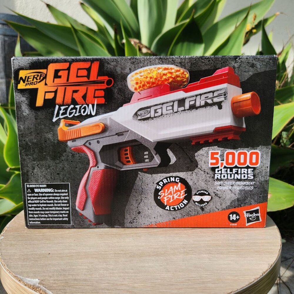 Nerf Pro Gelfire Legion Spring Action Blaster Gun 5000 Rounds 130 Hopper, Protec